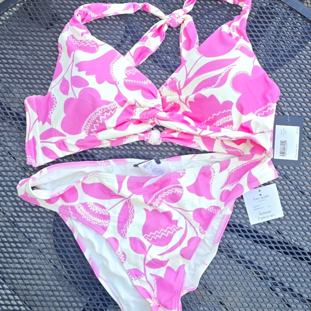 NWT Kate Spade Surf pink bikini, Large,